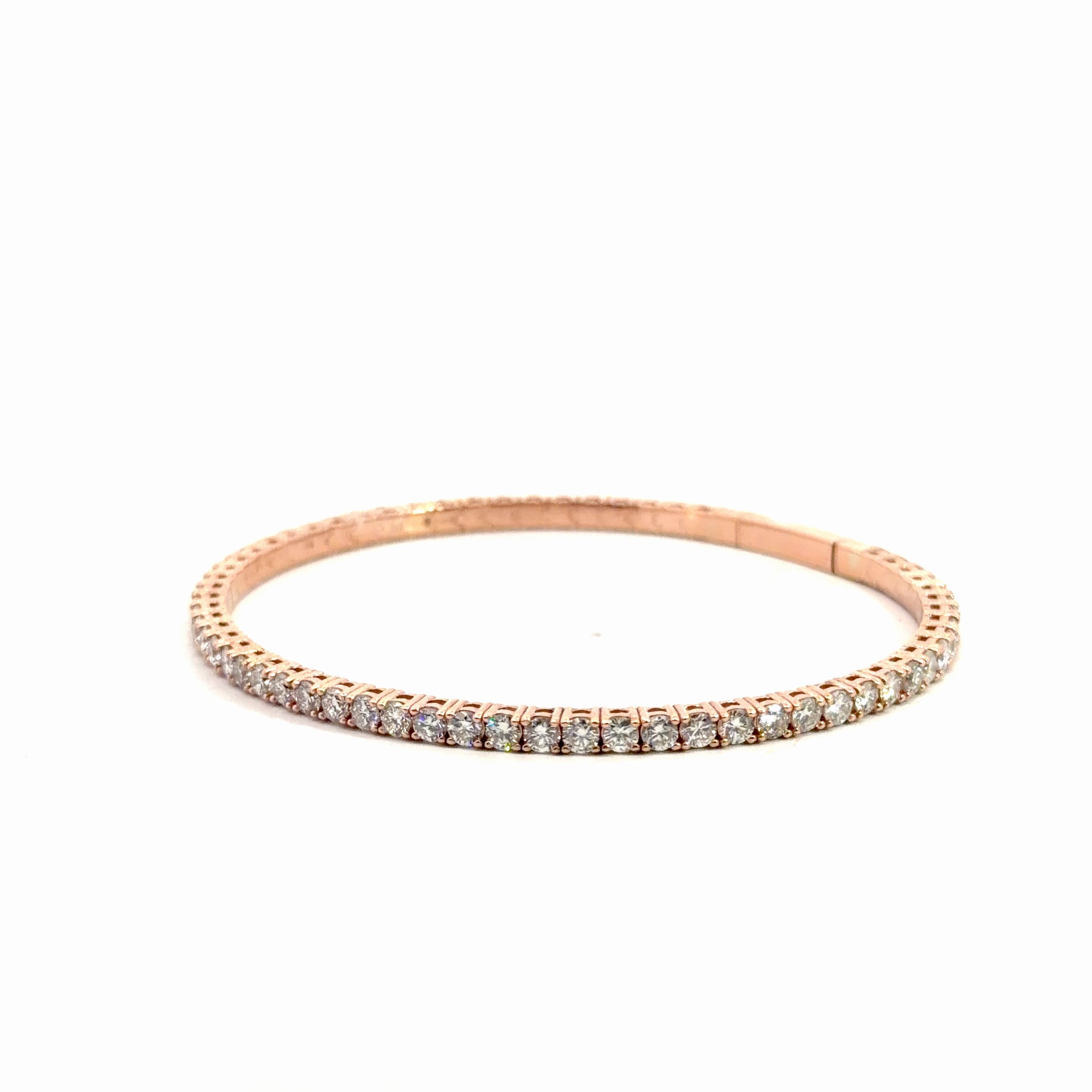 14k Rose Gold 4.00ct G VS2 Flexible Bangle Bracelet