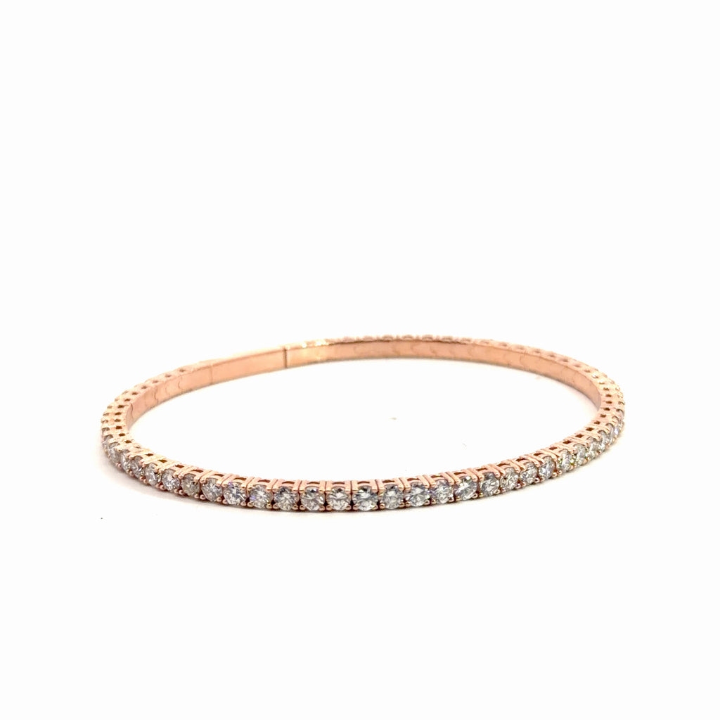 14k Rose Gold 4.00ct G VS2 Flexible Bangle Bracelet