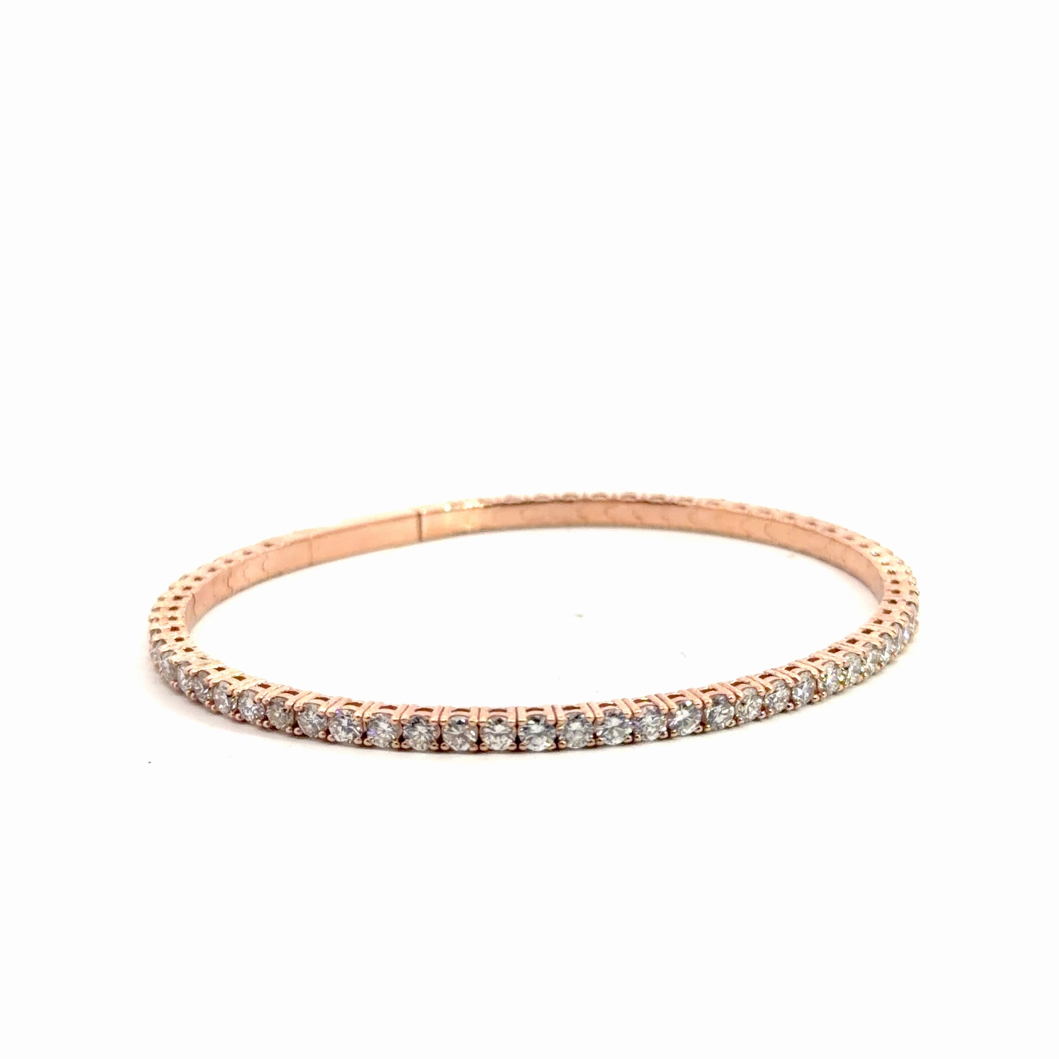 14k Rose Gold 4.00ct G VS2 Flexible Bangle Bracelet
