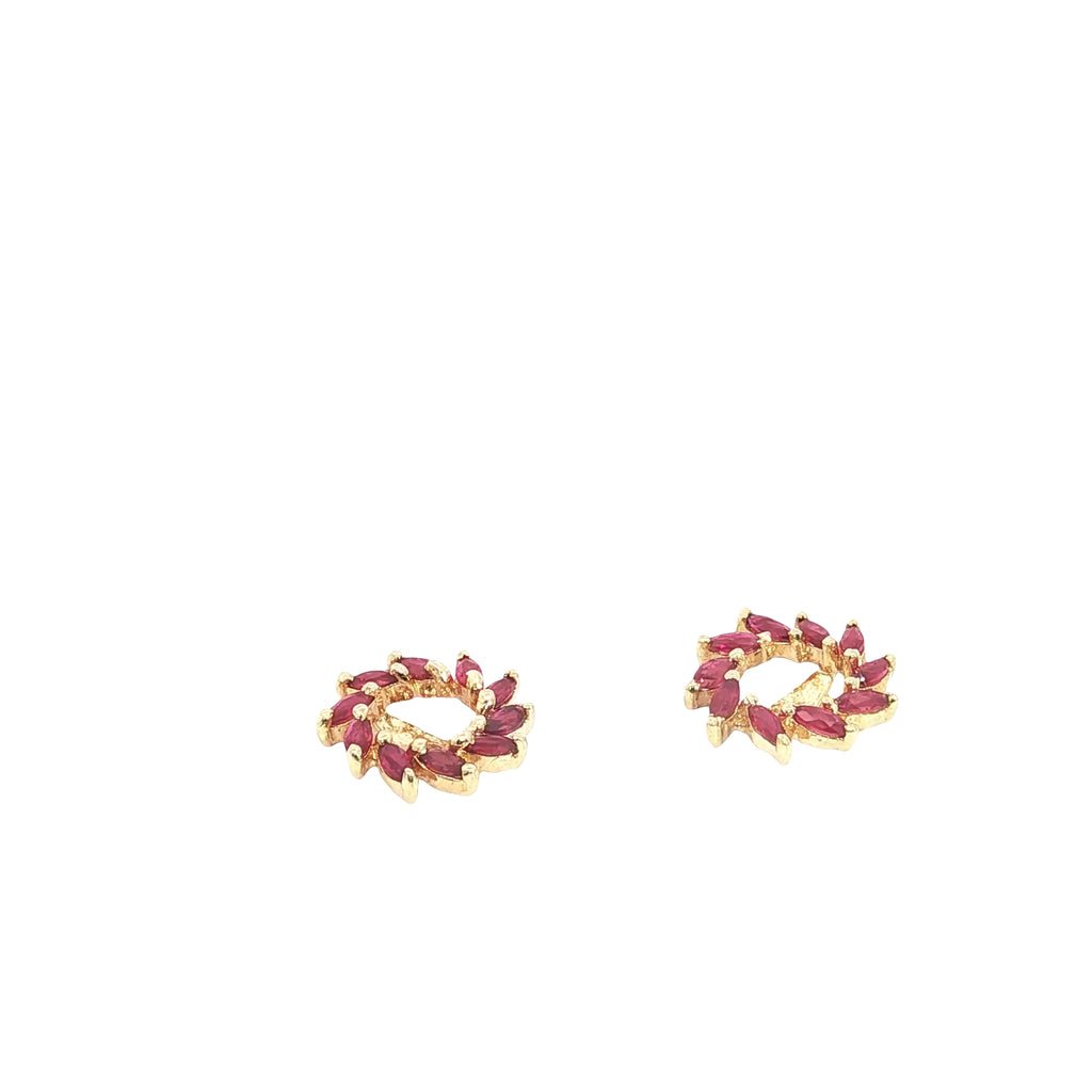 14k Yellow Gold 1.00ct Marquise Shape Ruby Jacket For Stud Earrings
