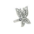 14k White Gold 2.15ct F VS2 Round Diamond Large Butterfly Ring 5/8" x 1" inch Size 6 1/2