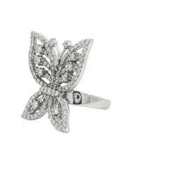 14k White Gold 2.15ct F VS2 Round Diamond Large Butterfly Ring 5/8" x 1" inch Size 6 1/2