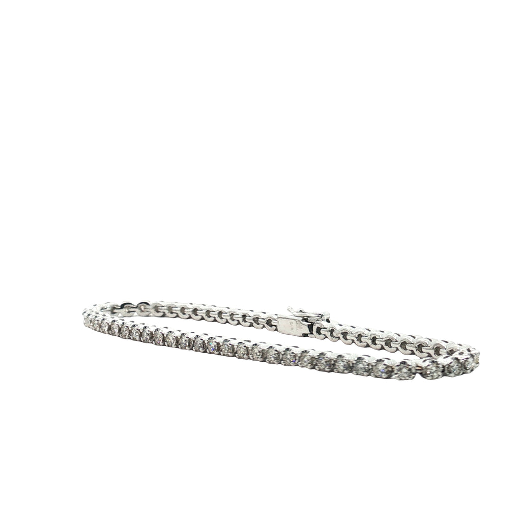 18k White Gold 3.00ct E VS2 Round Diamond Tennis Bracelet 7"inch