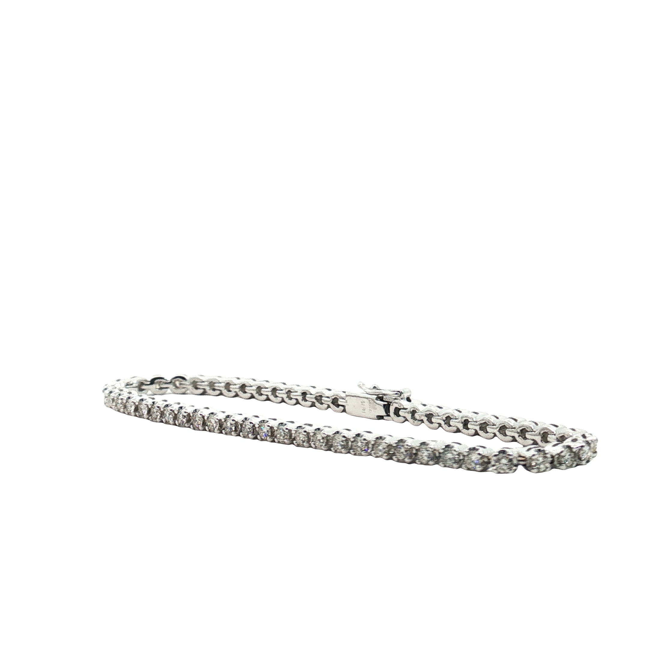 18k White Gold 3.00ct E VS2 Round Diamond Tennis Bracelet 7"inch