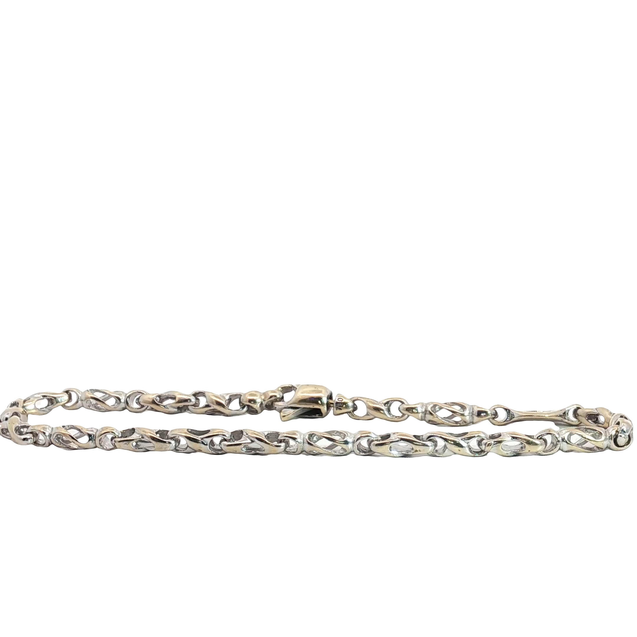 18k White Gold Link Italian Bracelet 12.1 gram 8"in