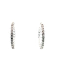 10k White Gold .65ct G I 1 Round Diamond Hoop Earrings 1 1/4"