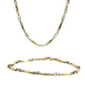 18k Two Tone Necklace 18"in and Bracelet 8"in Italian Set 34.6 gram