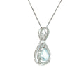 14k White Gold .50ct Aqua Marine Pear Shape Tear Drop/ .15ct G SI1 Round Diamond Pendant