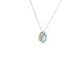 14k White Gold .50ct Pear Shape  Aquamarine/ .10ct G SI1 Round Pendant