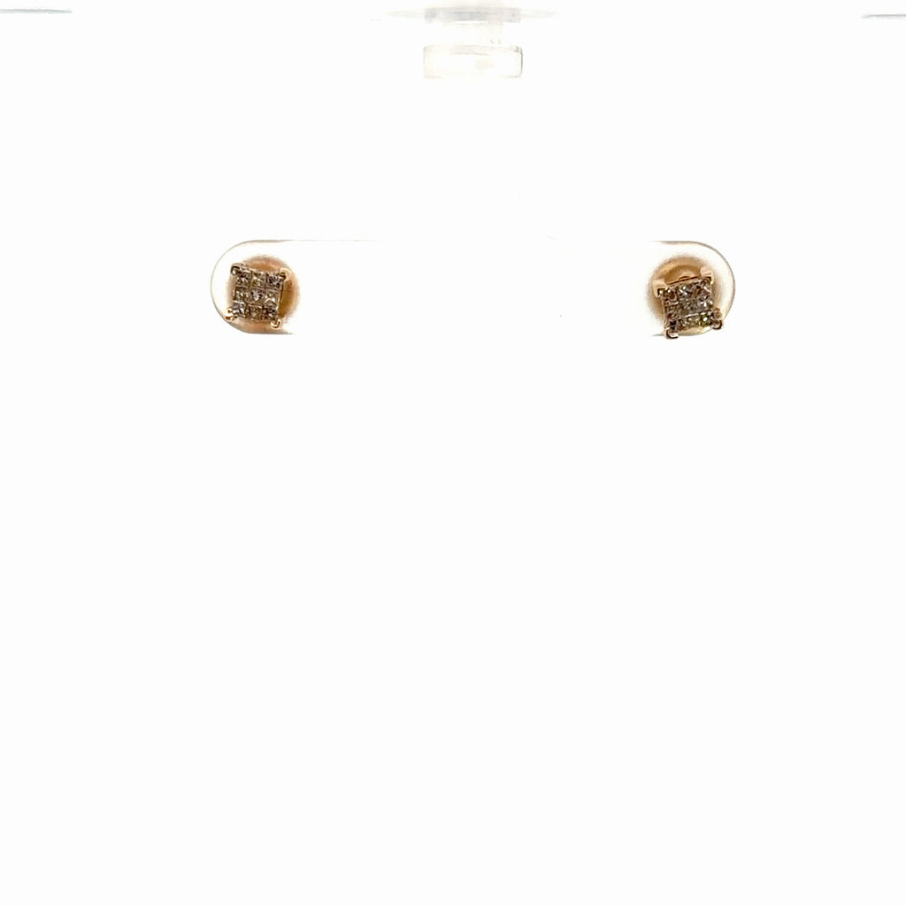 14k Yellow Gold .50ct G SI1 Round Diamond Cluster Stud Earrings