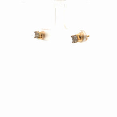 14k Yellow Gold .50ct G SI1 Round Diamond Cluster Stud Earrings