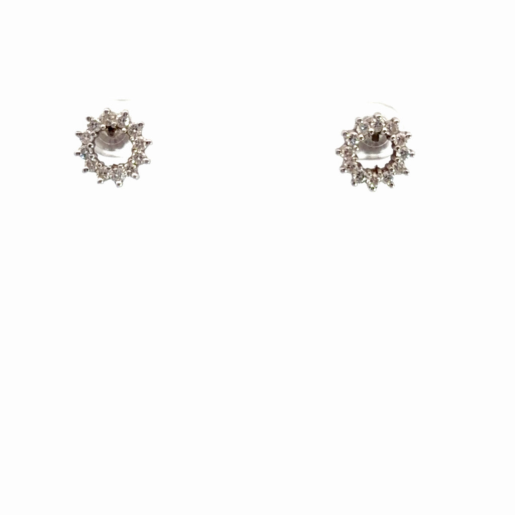14k White Gold .50ct F VS2 Round Diamond Open 11mm Stud Earrings