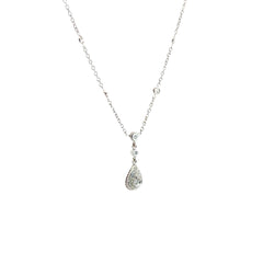 18k White Gold .50ct G VS2 Round Diamond Tear Drop Necklace