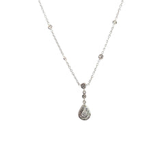 18k White Gold .50ct G VS2 Round Diamond Tear Drop Necklace