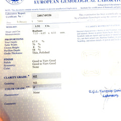 Platinum 1.52ct F SI2 Diamond Radiant/ .75ct  F SI2 (2) Trapezoid Diamond Engagement / Anniversary Ring Certified By E.G.L #2401749330