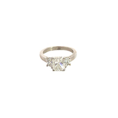 Platinum 1.52ct F SI2 Diamond Radiant/ .75ct  F SI2 (2) Trapezoid Diamond Engagement / Anniversary Ring Certified By E.G.L #2401749330
