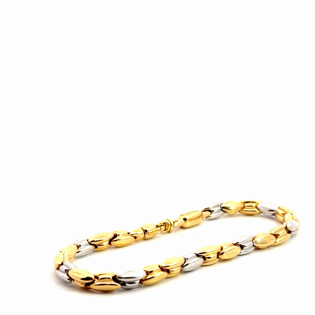 18k Two Tone 13.0 gram Beaded Bracelet 8"inch