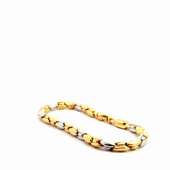 18k Two Tone 13.0 gram Beaded Bracelet 8"inch