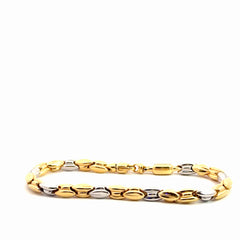 18k Two Tone 13.0 gram Beaded Bracelet 8"inch