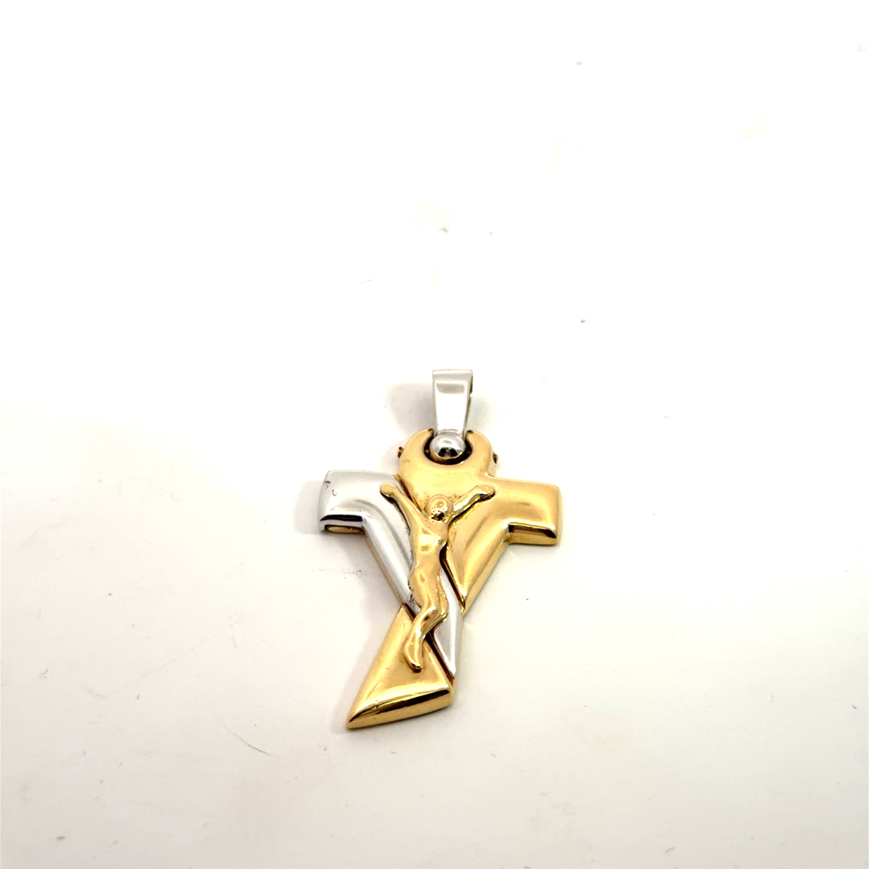 18k Two Tone 10.1 gram Crucifix Cross Pendant 2"inch