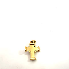 18k Yellow Gold 9.2 gram Cross with Round Blue Sapphire Cabochon Pendant