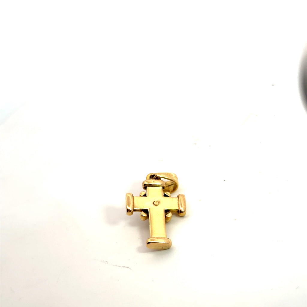 18k Yellow Gold 10.1 gram Cross with Cabochon Ruby Pendant