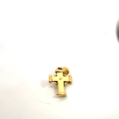 18k Yellow Gold 10.1 gram Cross with Cabochon Ruby Pendant