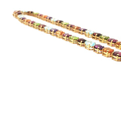 18k Yellow Gold Multicolor Semi Precious Amethyst, Citrine, Peridot, Blue Topaz , Garnet and Rubellite 7x5 Oval Shape Necklace 25.7 gram 16"inch