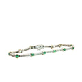 14k Two Tone 1.15ct Round Emerald in a 1/2 Bezel setting with 1.00ct G SI1 Round Diamond Bar Bracelet  11.7 gram 7 1/4