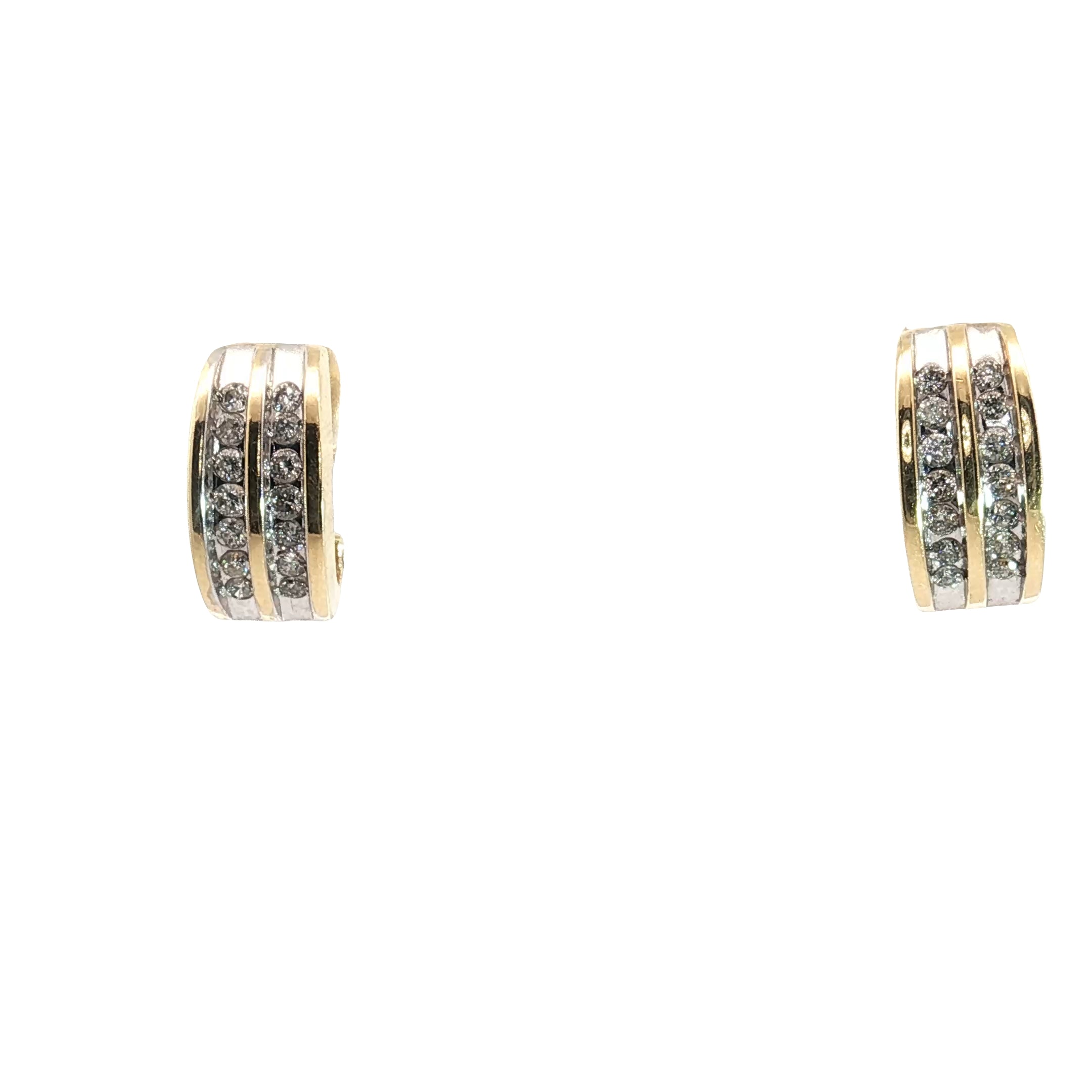 14k Yellow Gold .30ct J SI2 Round Diamond Huggie Earrings
