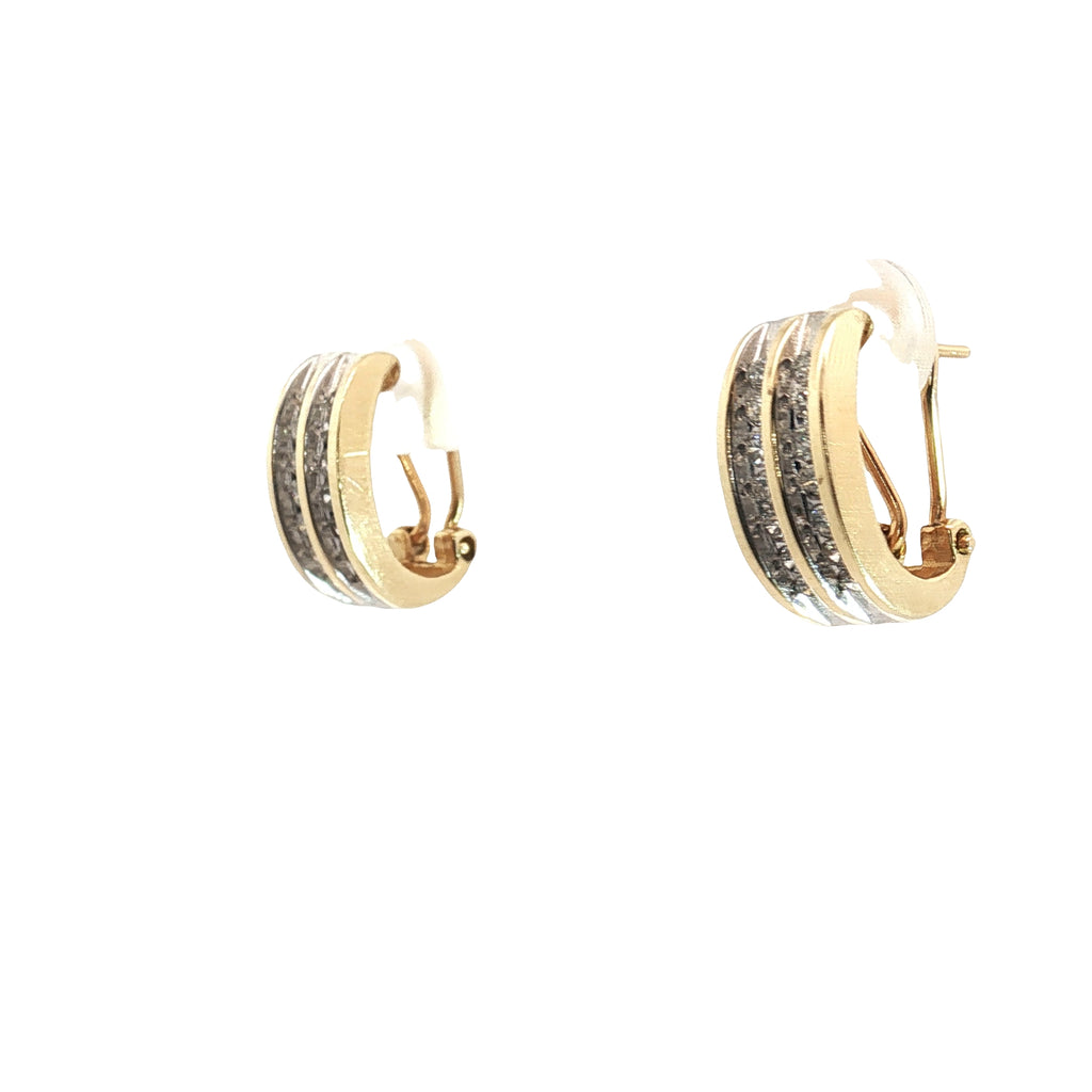 14k Yellow Gold .30ct J SI2 Round Diamond Huggie Earrings
