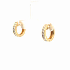 18k Yellow Gold .55ct H SI1 Round Diamond Huggie Earrings
