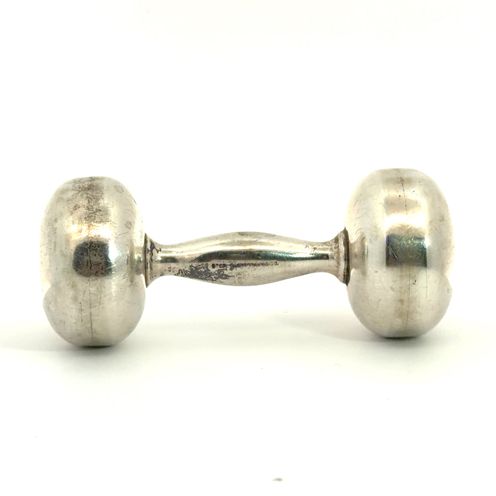 Pre-Loved Vintage Tiffany & Co. Baby Spoon 26.4 gram 4"inch, Fork 21.3 gram 4"inch and Rattle 31.2 gram 2 1/2"inch Set