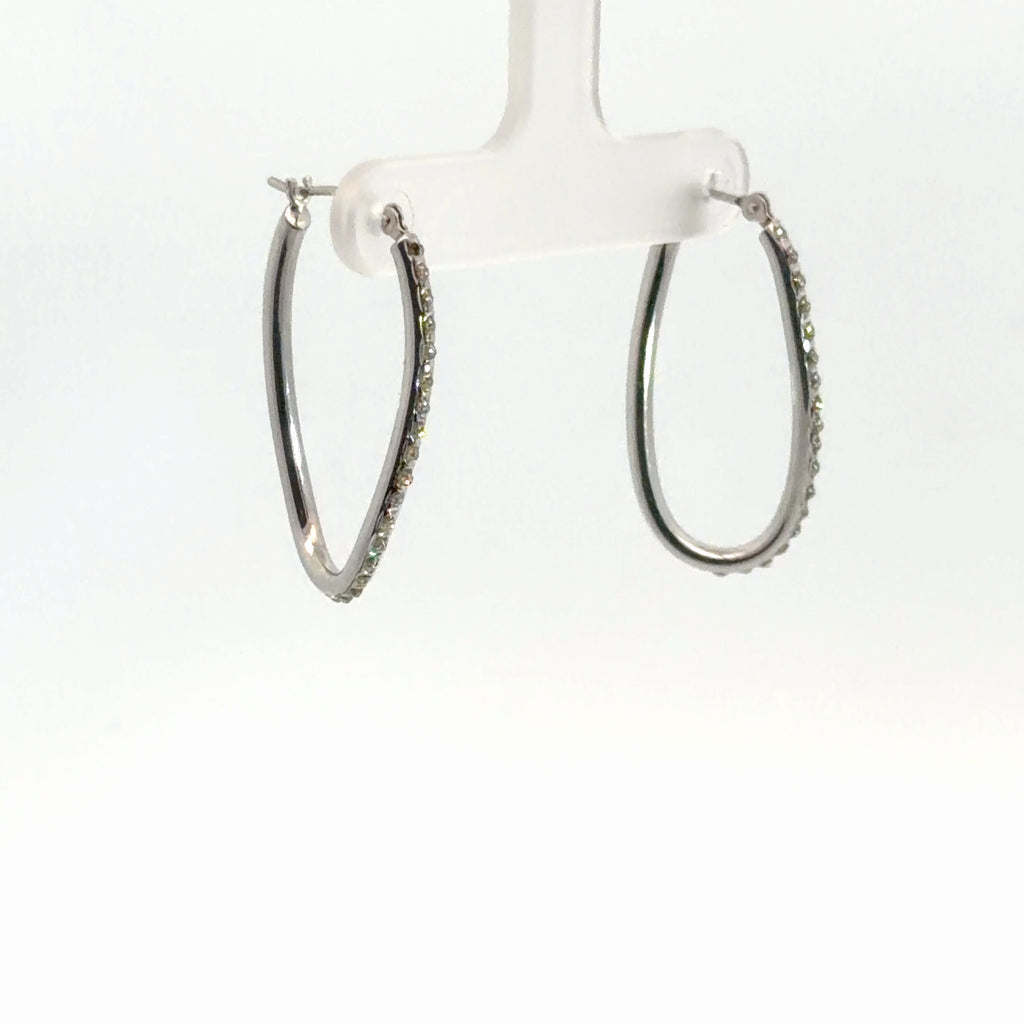 14k White Gold Oval Shape  Hoop Earrings 1.1 gram