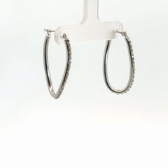 14k White Gold Oval Shape  Hoop Earrings 1.1 gram