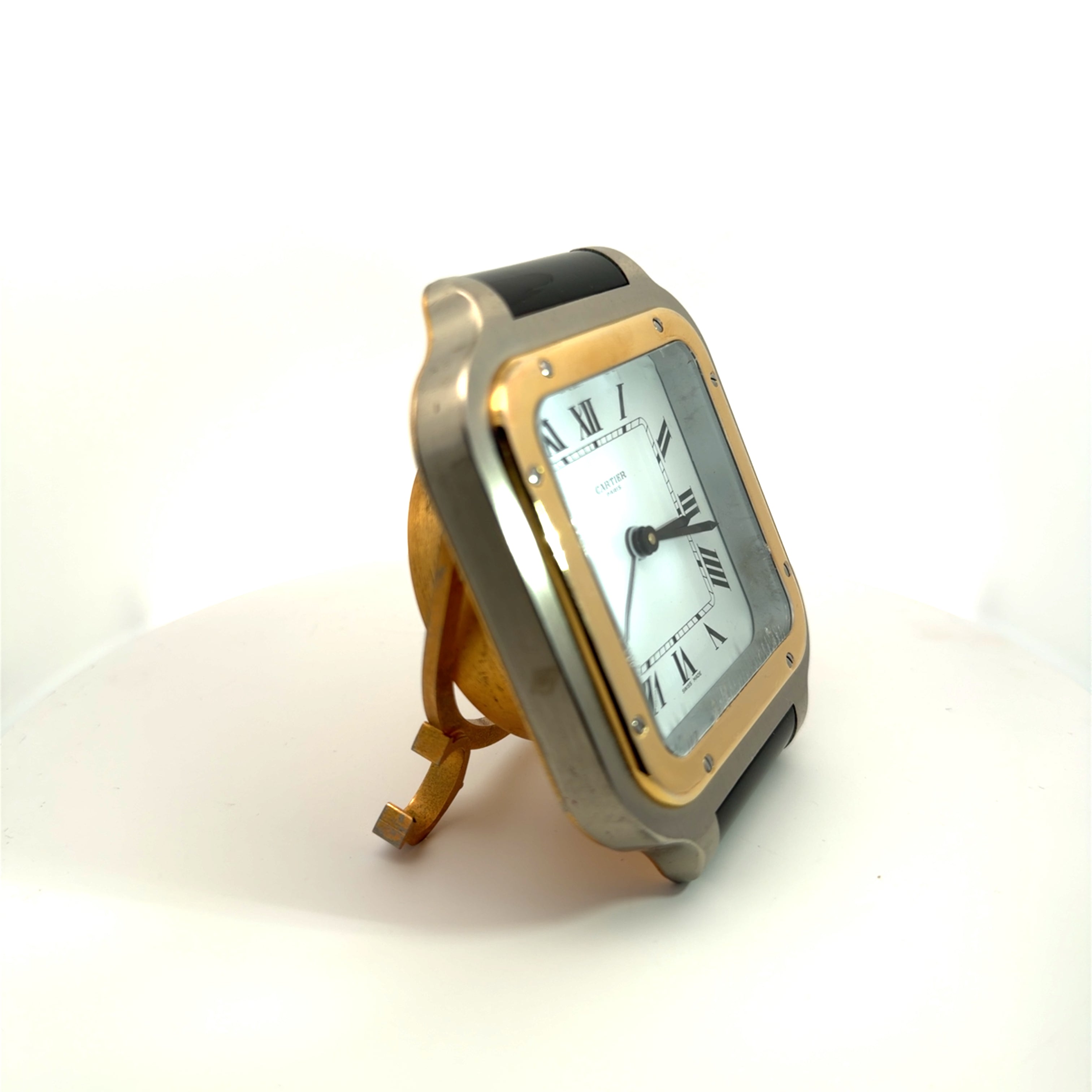 Pre-loved Cartier Santos Alarm Clock with Yellow Gold Bezel