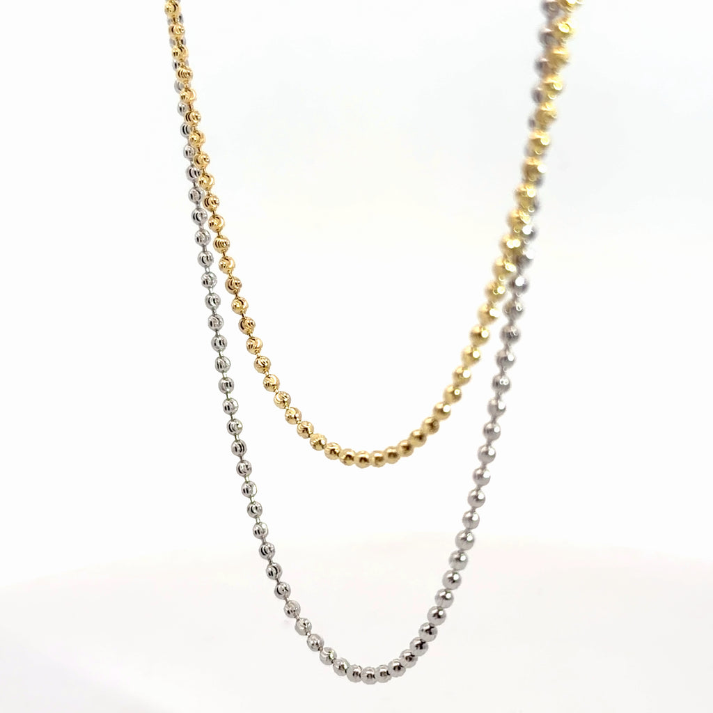 14k Yellow and White Gold Beaded Necklace 7.5 gram 20"inch