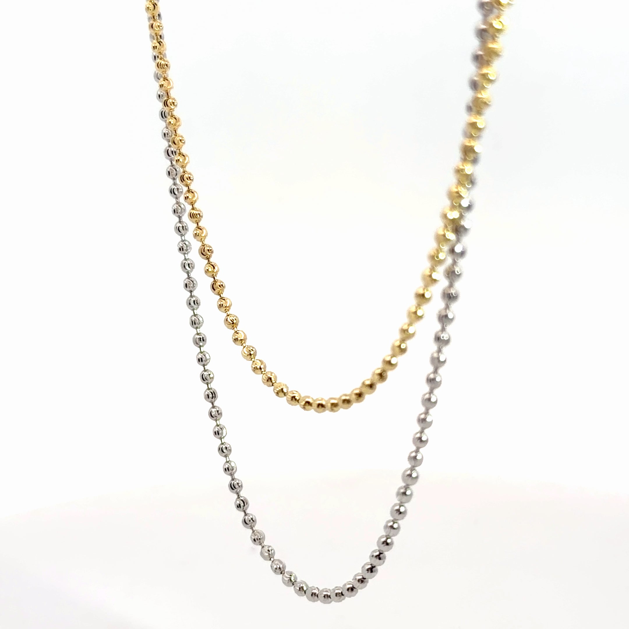 14k Yellow and White Gold Beaded Necklace 7.5 gram 20"inch