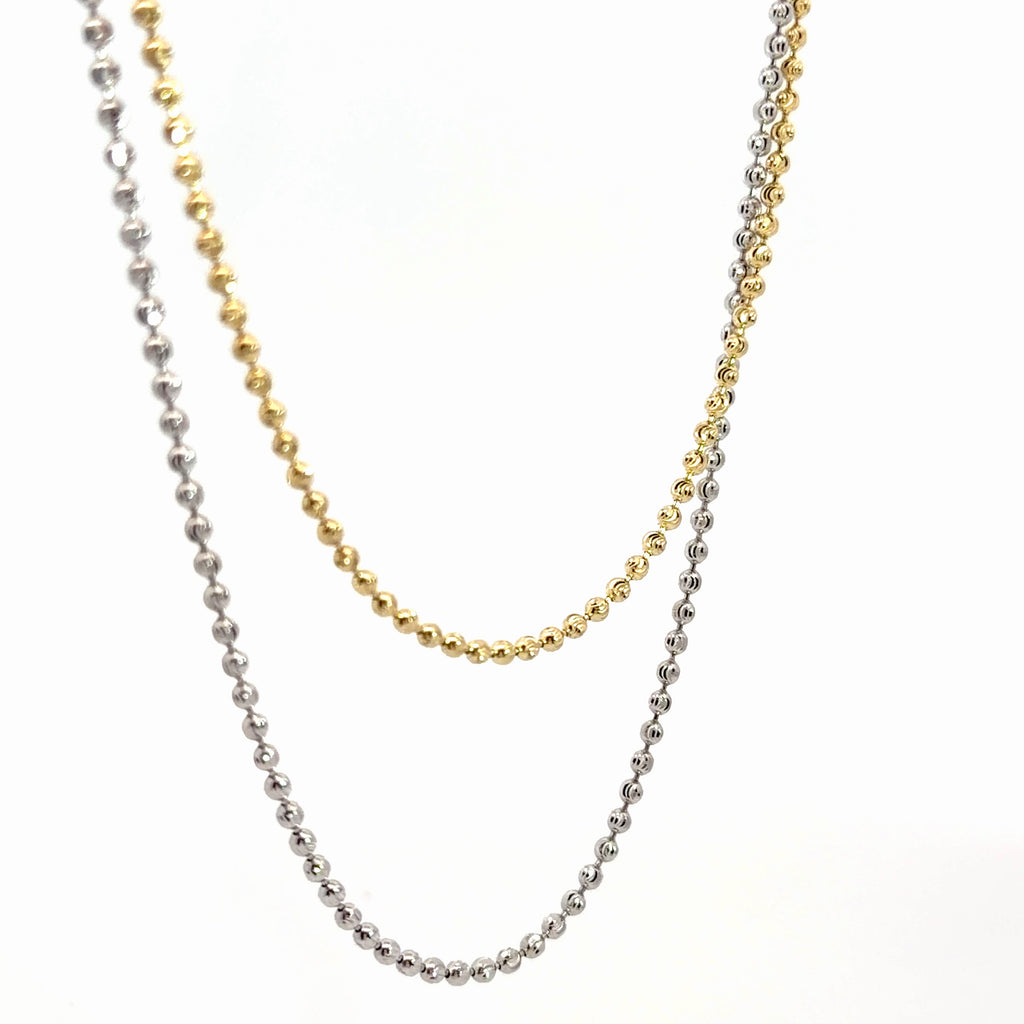 14k Yellow and White Gold Beaded Necklace 7.5 gram 20"inch