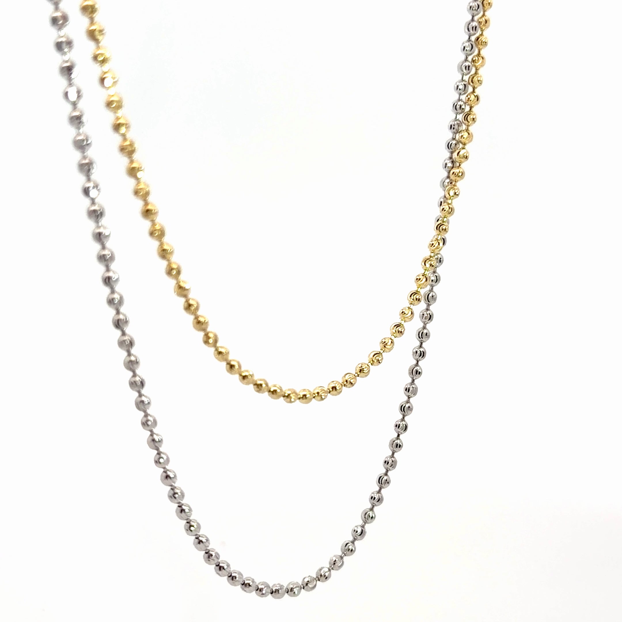 14k Yellow and White Gold Beaded Necklace 7.5 gram 20"inch