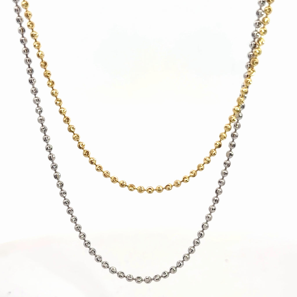 14k Yellow and White Gold Beaded Necklace 7.5 gram 20"inch