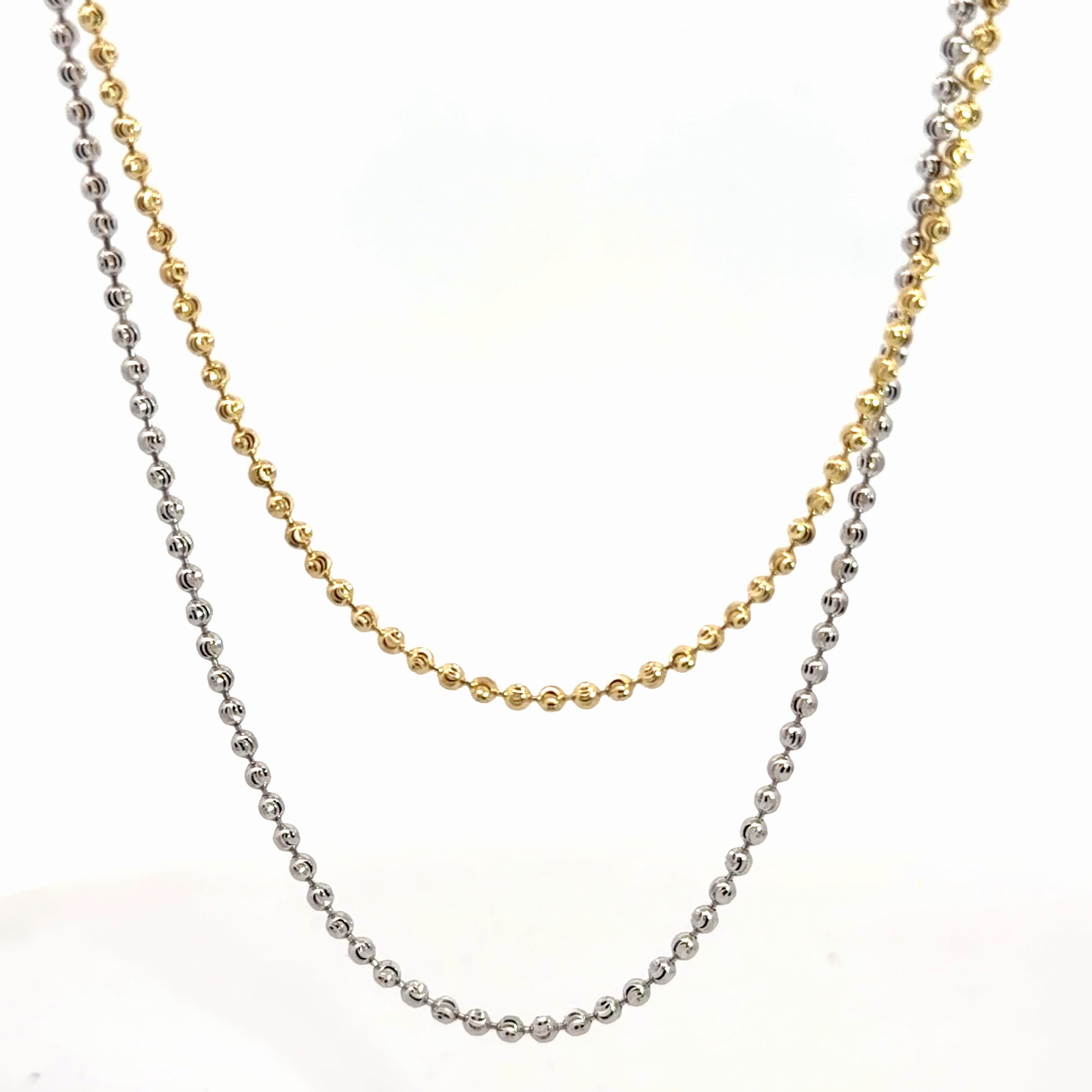 14k Yellow and White Gold Beaded Necklace 7.5 gram 20"inch