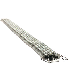 14k White Gold 30ct H VS2 Emerald Cut/ 2.60ct F VS2 Round Diamond Bracelet 1.5mm Wide 81.2 gram 7 1/2 Long