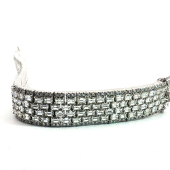 14k White Gold 30ct H VS2 Emerald Cut/ 2.60ct F VS2 Round Diamond Bracelet 1.5mm Wide 81.2 gram 7 1/2 Long