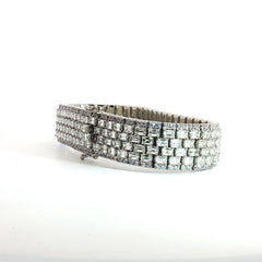 14k White Gold 30ct H VS2 Emerald Cut/ 2.60ct F VS2 Round Diamond Bracelet 1.5mm Wide 81.2 gram 7 1/2 Long