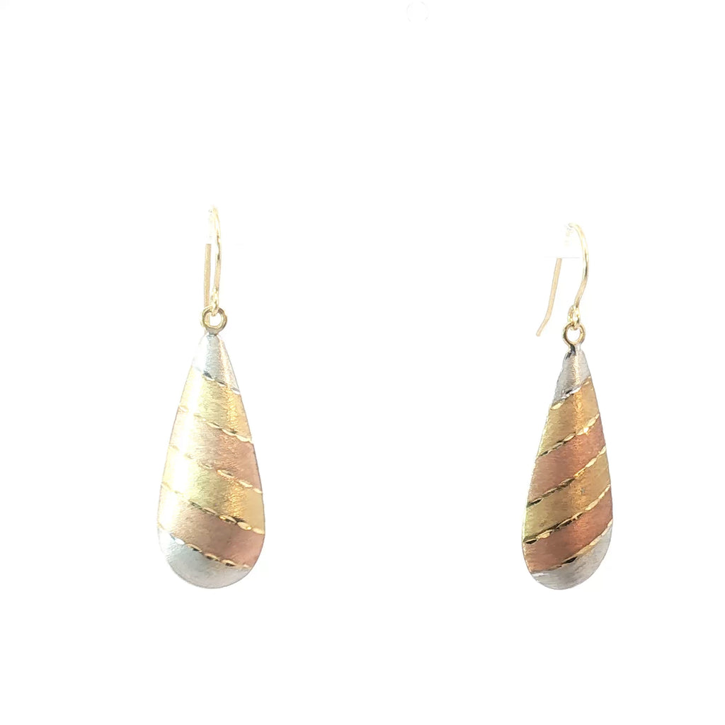 10k Tri-Color Dangle Earrings 1.6 gram 1"inch
