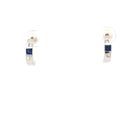 Platinum .25ct Princess Cut Blue Sapphire/ .12ct G VS2 Princess Cut Diamond Huggies Earrings