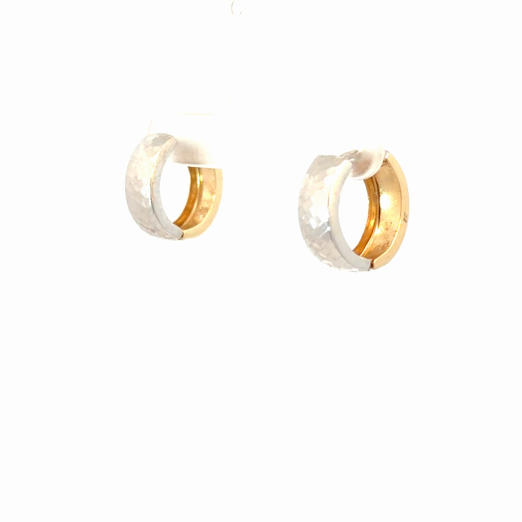 14k Two Toned Diamond Cut Huggies Earrings 2.9 gram
