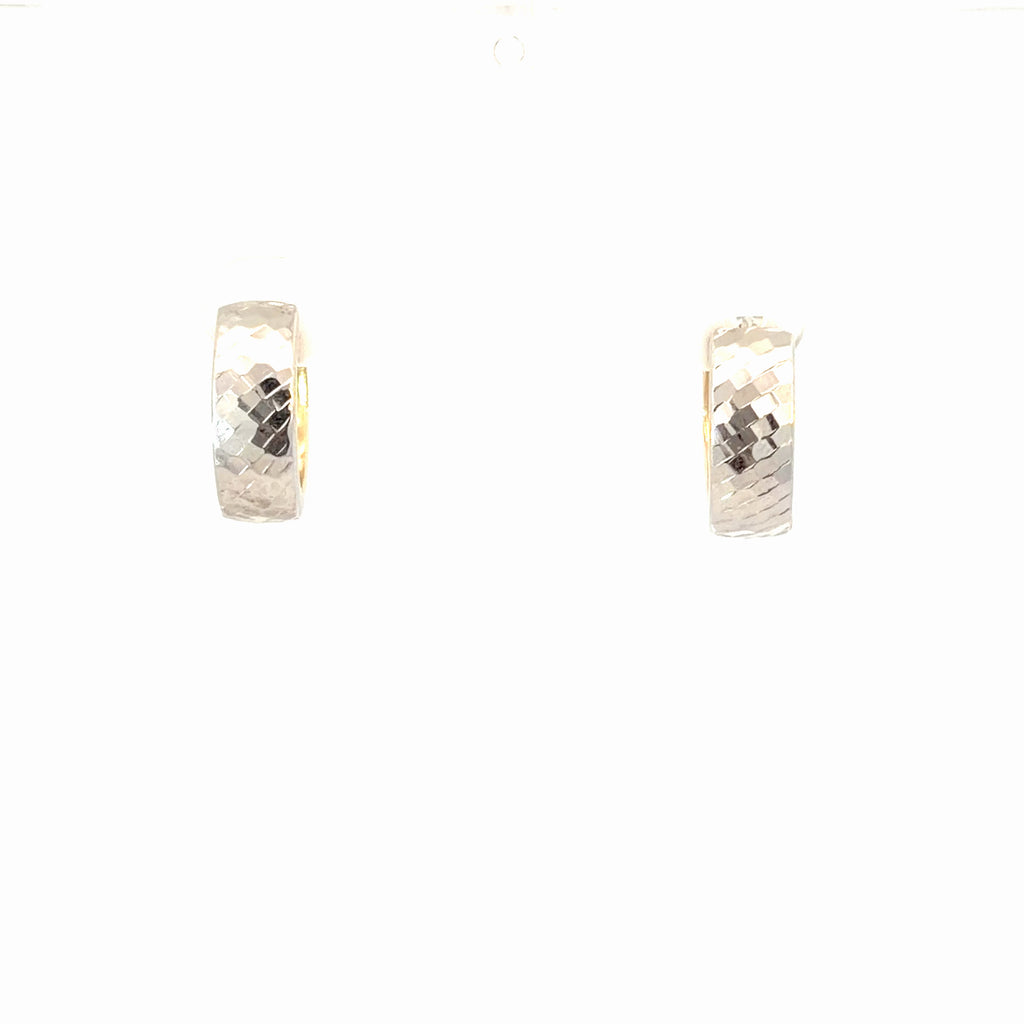 14k Two Toned Diamond Cut Huggies Earrings 2.9 gram