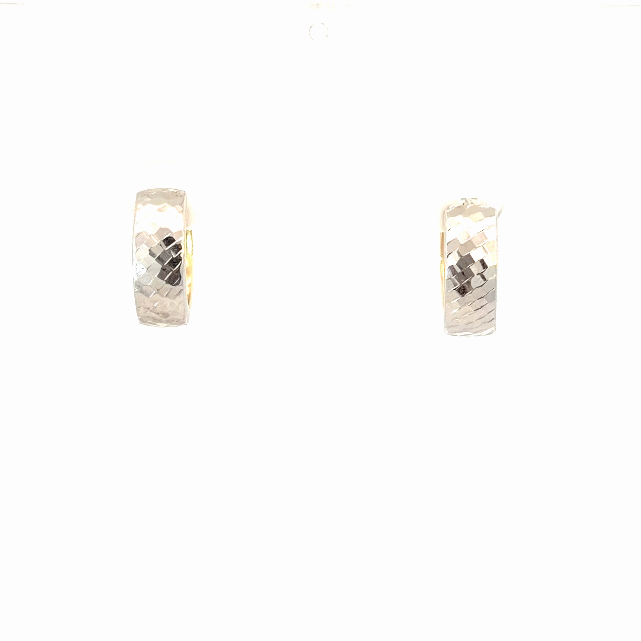 14k Two Toned Diamond Cut Huggies Earrings 2.9 gram